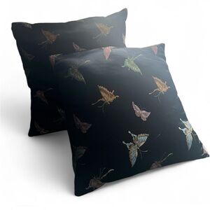 (2) Unique Silk like Butterfly Decorative Throw Pillows